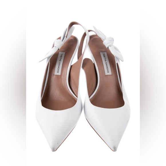 Tabitha Simmons Shoes - Tabitha Simmons Leather Bow Accents Slingback Pumps